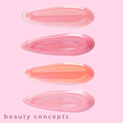 Lip Gloss Collection shiny hydrating shades swatches on pink background