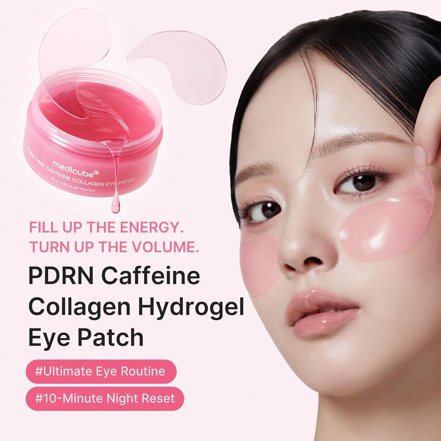 Eye Patch PDRN Caffeine Collagen | Gel Eye Patches for the Appearance of Dark Circles, Undereye Bags | Firming, Age-Defying Care with Retinol, Collagen | Korean Skincare | 30 Pairs
