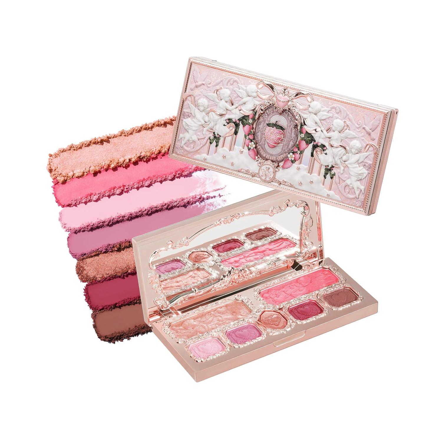 Strawberry Cupid Makeup Palette,Pink Face Makeup with 5 Matte + 2 Shimmer Shades,Blendable Smooth Cute All- In-One Make up Palette,0.49 Oz(02 Cupid'S Mischief)
