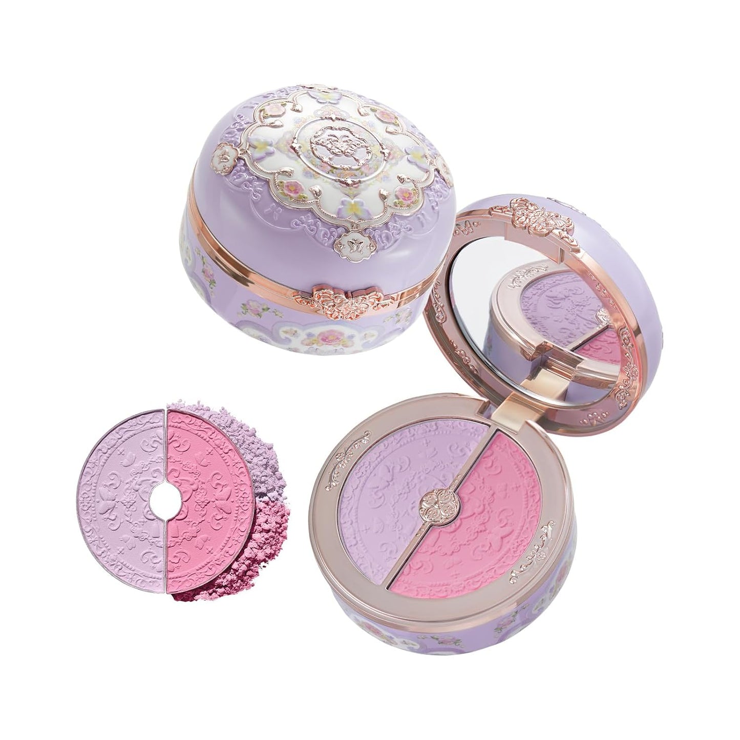 Butterfly Cloud Collar Rouge Box Blush & Contour Duo Powder,Brown+Nude Two Tone Matte Blush for Cheeks Bulidable & Blendable Palette,0.21 Oz(05 Pearwood)