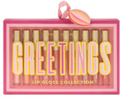 Lip Gloss Collection set with shiny, hydrating, long-lasting shades in pink packaging