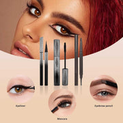 All-in-One Makeup Kit with eyeliner, mascara, and eyebrow pencil for complete eye makeup looks