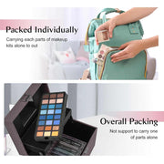 Girls makeup kit with pink train case, colorful eyeshadow palette, and lip gloss for teens and beginners