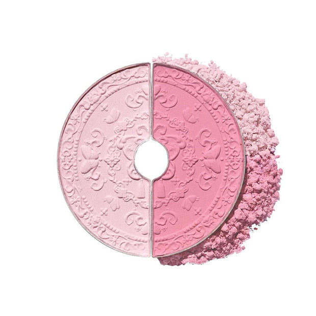Butterfly Cloud Collar matte pink blush and highlighter duo powder with embossed floral design