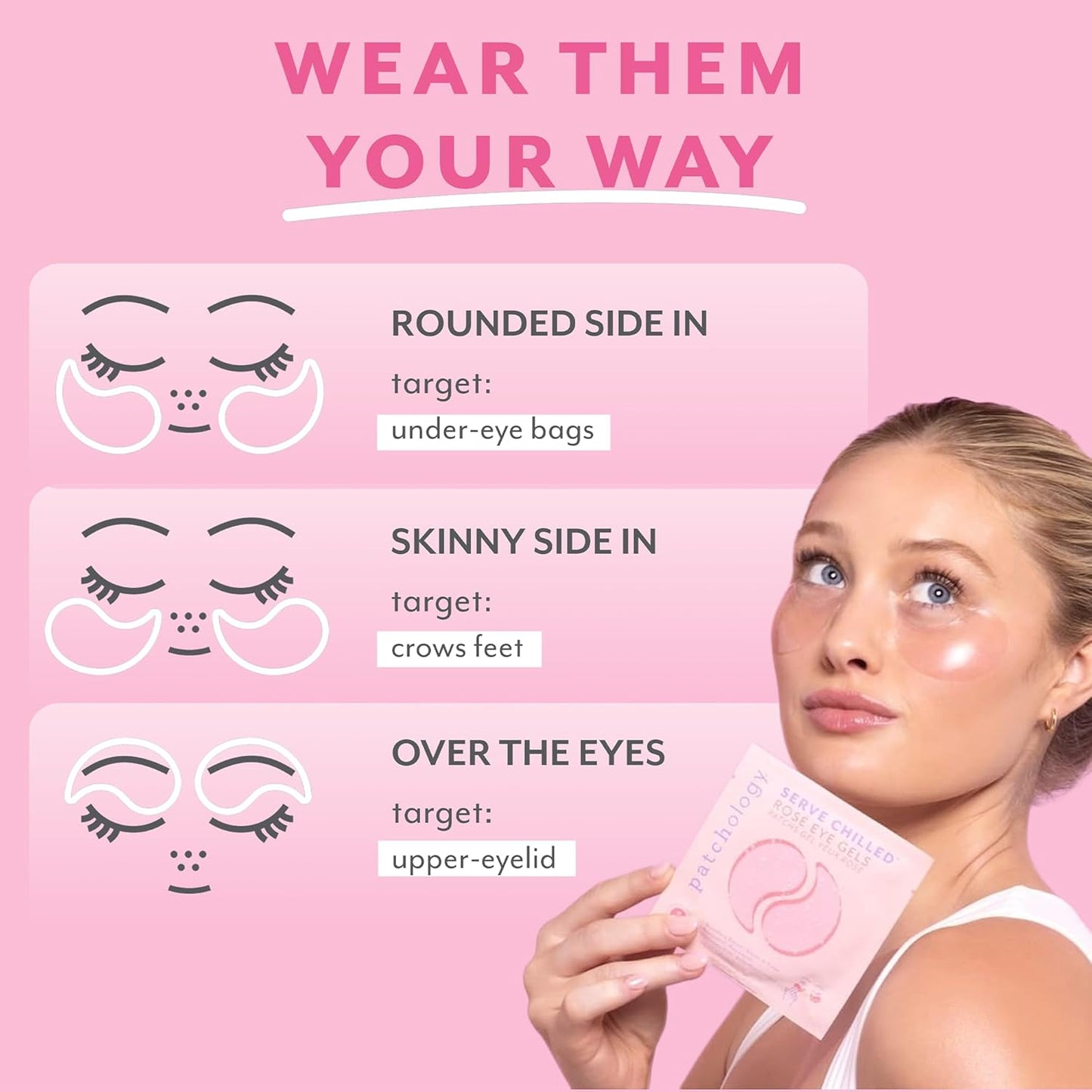 Serve Chilled Rosé Hydrating under Eye Patches – Hyaluronic Acid & Antioxidant-Infused Eye Masks to Reduce Dark Circles, Puffiness & Fine Lines - Ideal Skincare Essentials (5 Pairs)