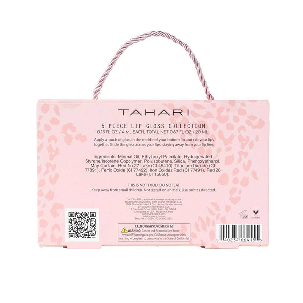 Tahari 5-Piece Lip Gloss Set with hydrating, high-shine formula in travel-friendly packaging
