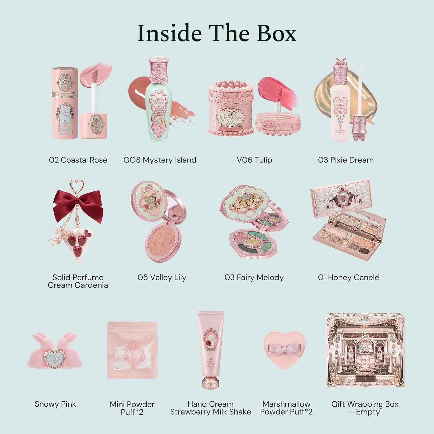 Jun-Forest Reverie Gift Box Set,13-Piece Beauty Kit,Includes Make-Up Palette,Lipgloss,Blush,Solid Perfume,Hand Cream,Perfect Easter Birthday Make up Gift