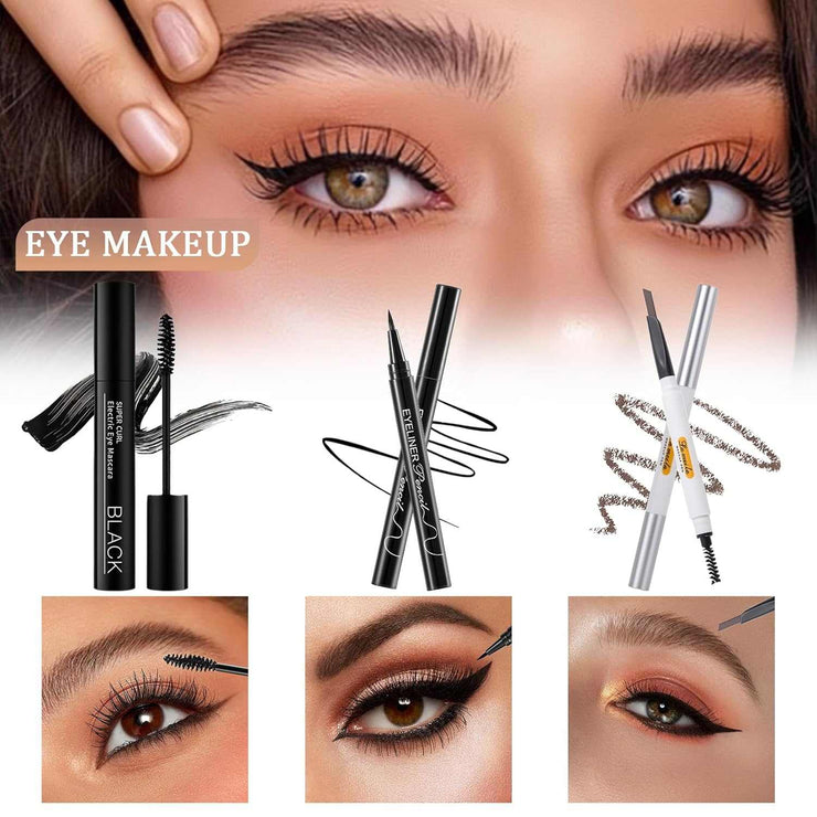 Makeup Set for Women featuring mascara, eyeliner, and eyebrow pencil for flawless eye makeup looks