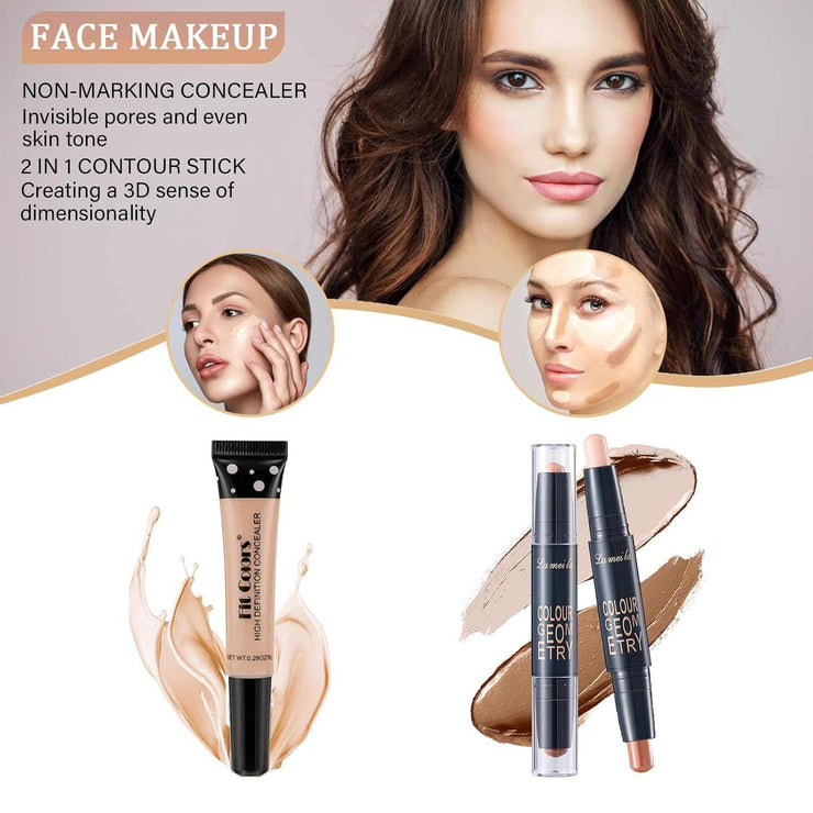 Makeup Set for Women face makeup with non-marking concealer and 2-in-1 contour sticks for flawless complexion