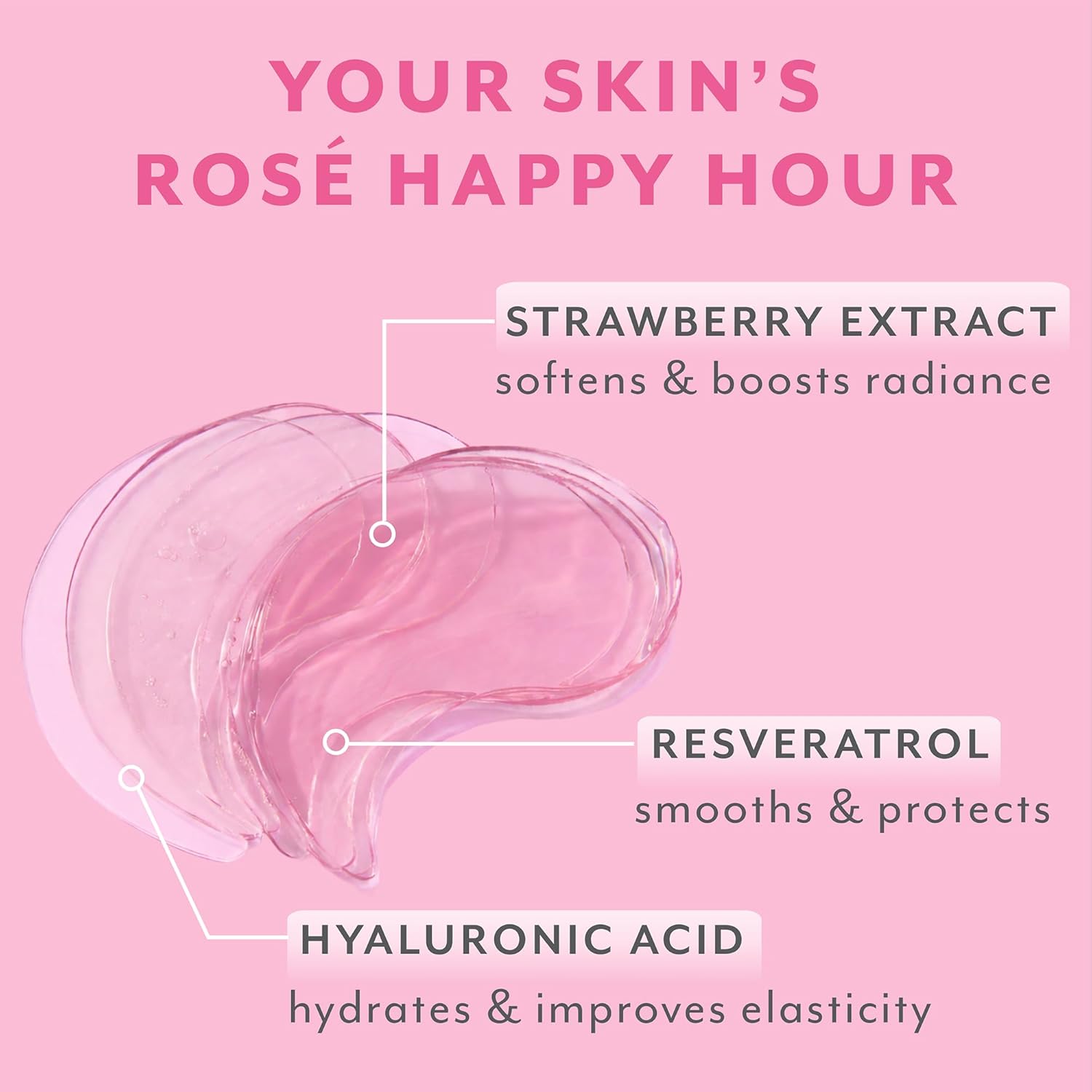 Serve Chilled Rosé Hydrating under Eye Patches – Hyaluronic Acid & Antioxidant-Infused Eye Masks to Reduce Dark Circles, Puffiness & Fine Lines - Ideal Skincare Essentials (5 Pairs)