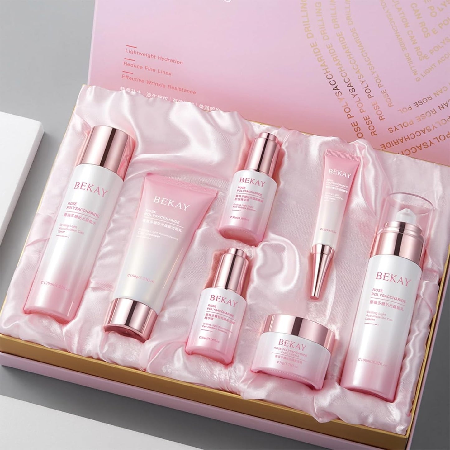 O'KADY Rose Polysaccharide Glow Hydration Skin Set,7-Piece Hydrating Skincare Set for Anti-Aging & Moisturizing,Pamper Gifts for Women,Valentine Birthday Mother'S Day Gifts for Wife Mom Teenage Girls