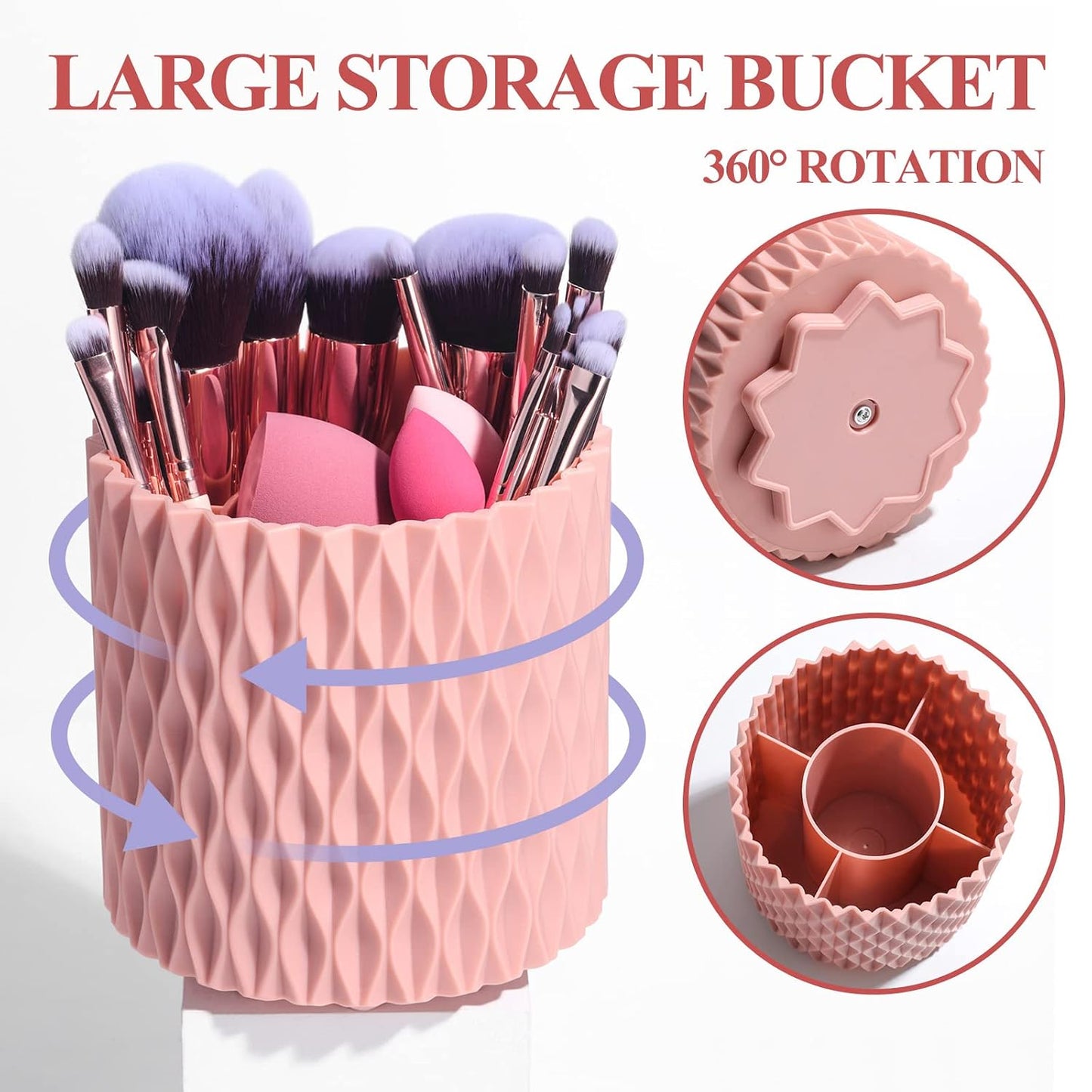 Makeup Brushes Premium Synthetic Foundation Powder Concealers Eye Shadows 18 Pcs Brush Set with 5 Sponge & Holder Sponge Case (A-Pink)
