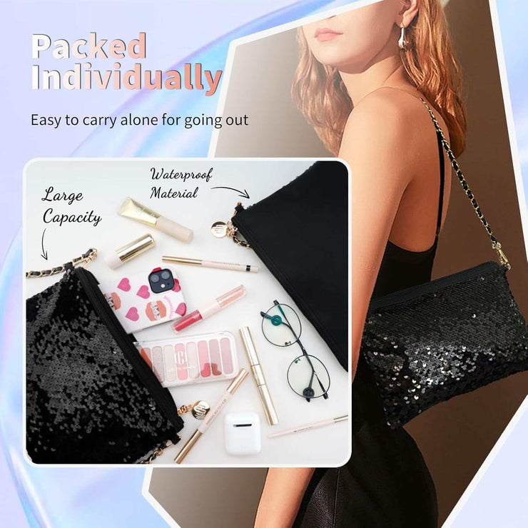 Makeup kit for teen girls with sequin bag, 9-color eyeshadow palette, blush, lip gloss, mascara, and brushes, waterproof and portable