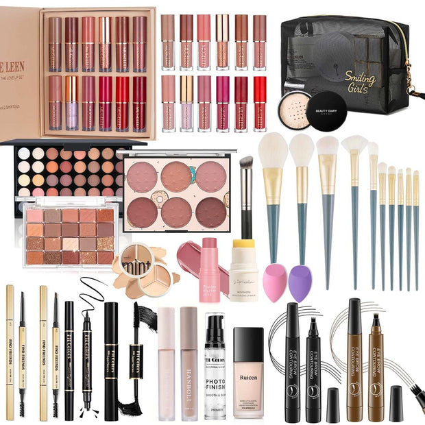 Full Makeup Kit for Women, Girls & Teens – Complete Cosmetic Set with Foundation, 40-Color Eyeshadow Palette, Lip Gloss & Beauty Essentials