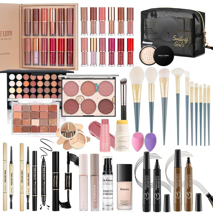 Full Makeup Kit for Women, Girls & Teens – Complete Cosmetic Set with Foundation, 40-Color Eyeshadow Palette, Lip Gloss & Beauty Essentials