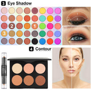Makeup set for teens and adults with eyeshadow palette, contour kit, and application tutorial for travel and daily use
