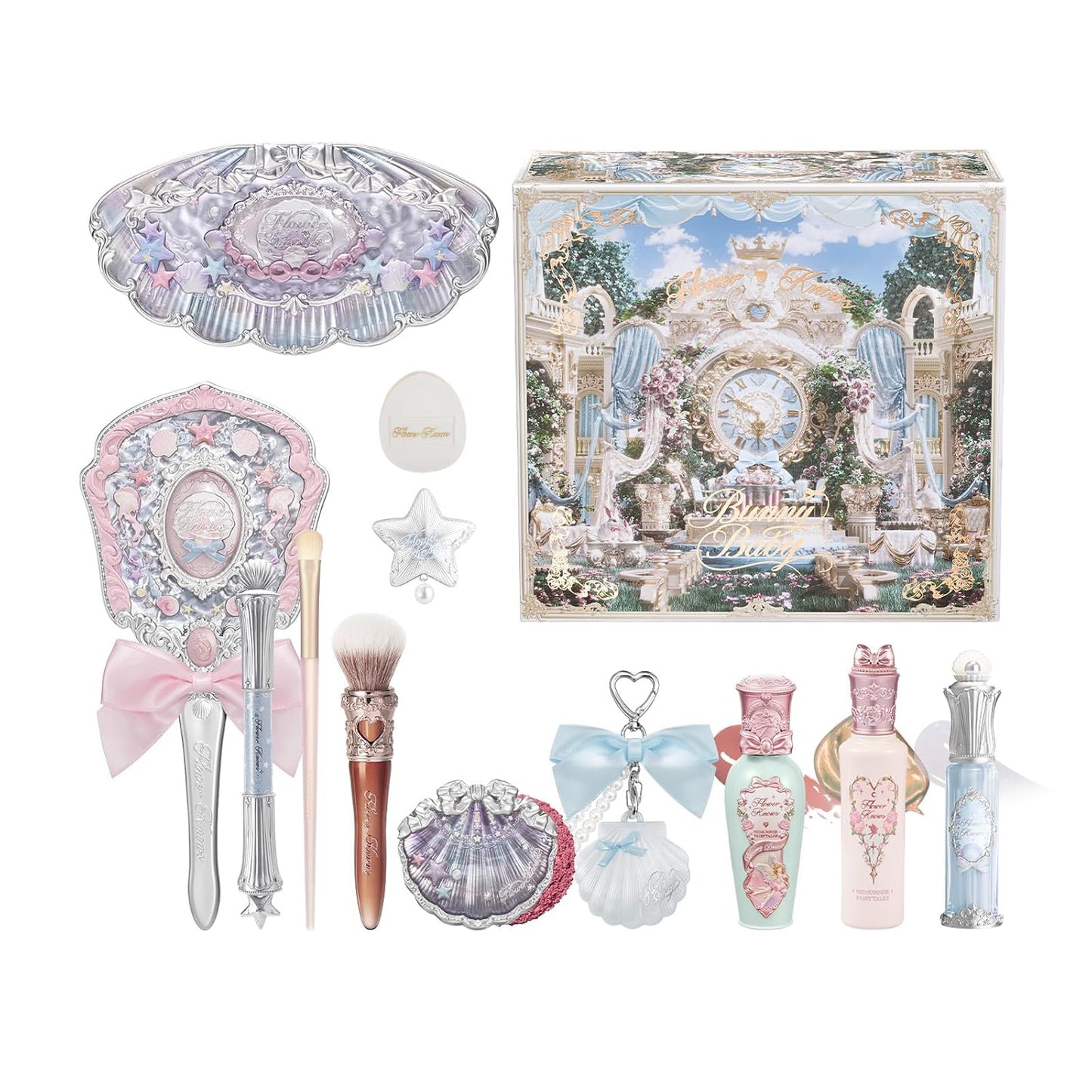 Cake Charm Set,Strawberry Cupid 12-Piece Makeup Gift Box Set,Lip Cream+Liquid Blush+Makeup Palette+Hand Mirror+Solid Perfume+Hair Clip+Cushion Powder Puff+Eyeshadow Brush+Gift Box