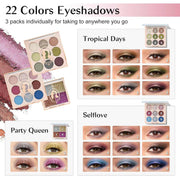 Girls makeup kit eyeshadow palette with 22 vibrant colors for teens and beginners in pink case