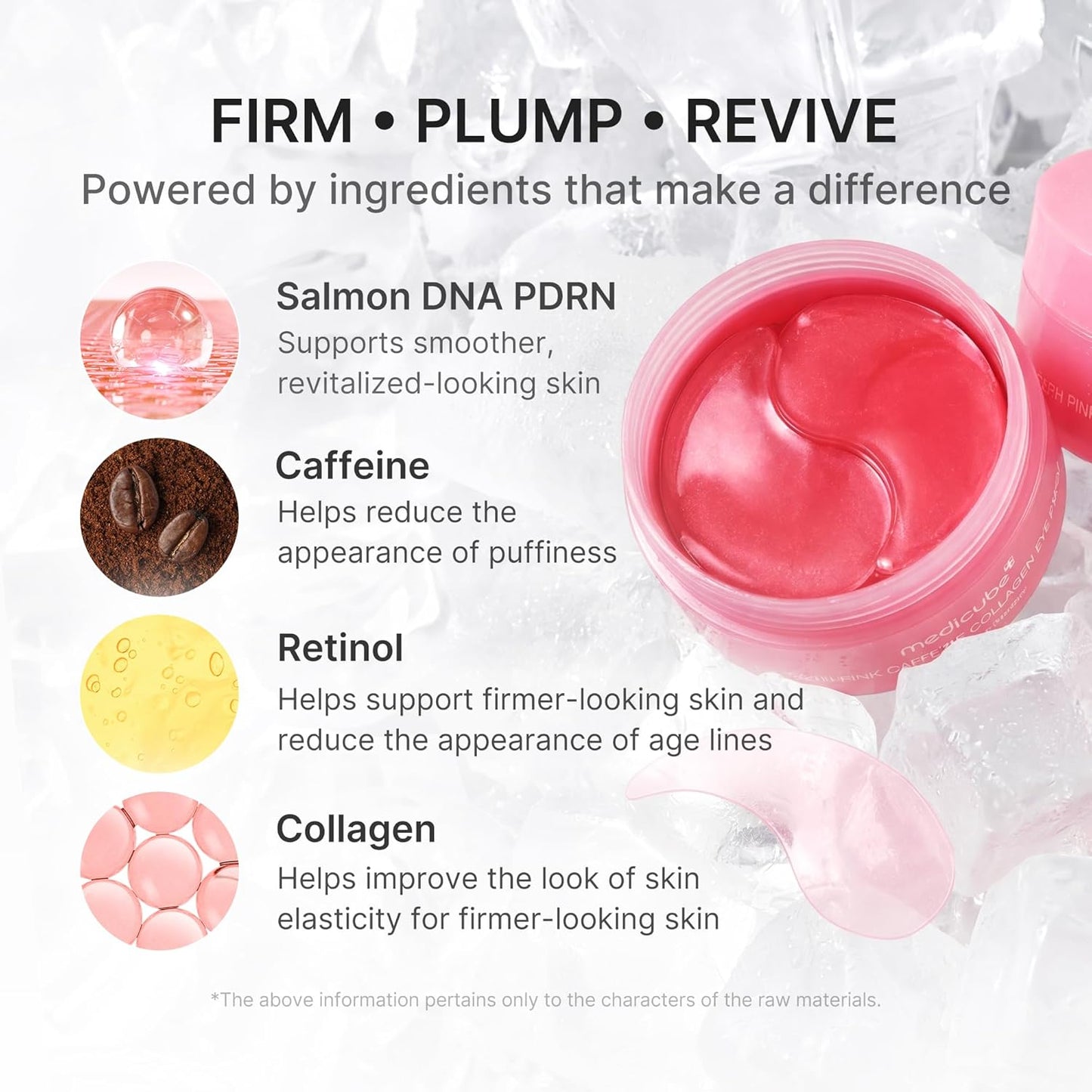 Eye Patch PDRN Caffeine Collagen | Gel Eye Patches for the Appearance of Dark Circles, Undereye Bags | Firming, Age-Defying Care with Retinol, Collagen | Korean Skincare | 30 Pairs
