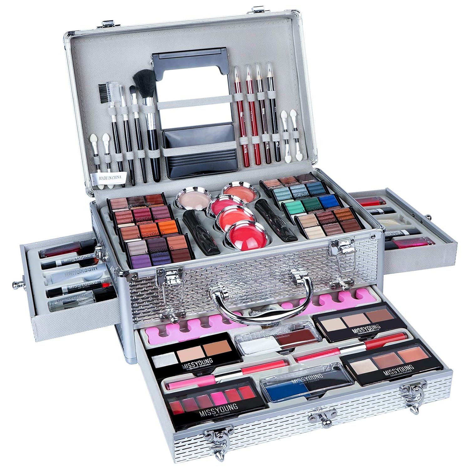 All-In-One Makeup Kit Gift Set Women Full Set Carry All Professional Make up Kit with Makeup Bag Lipgloss Lipstick Concealer Blush Foundation Face Powder Eyeshadow Palette Cosmetic Palette #2