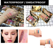 10-color eyeshadow palette with sparkly, glitter shades in gold tones, waterproof and sweatproof makeup set, highly pigmented and long-lasting colors