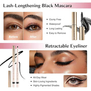 Girls makeup kit with lash-lengthening mascara and retractable eyeliner, perfect for teens and beginners in a pink train case