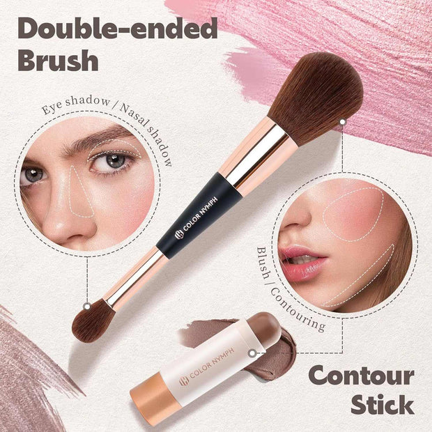 Face Makeup Kits, Makeup Gift Sets for Girls Make up Gift Sets for Women with Lipgloss Liquid Blush Solid Blusher Highlighters Contour Stick and Double-Ended Brush -Special Edition