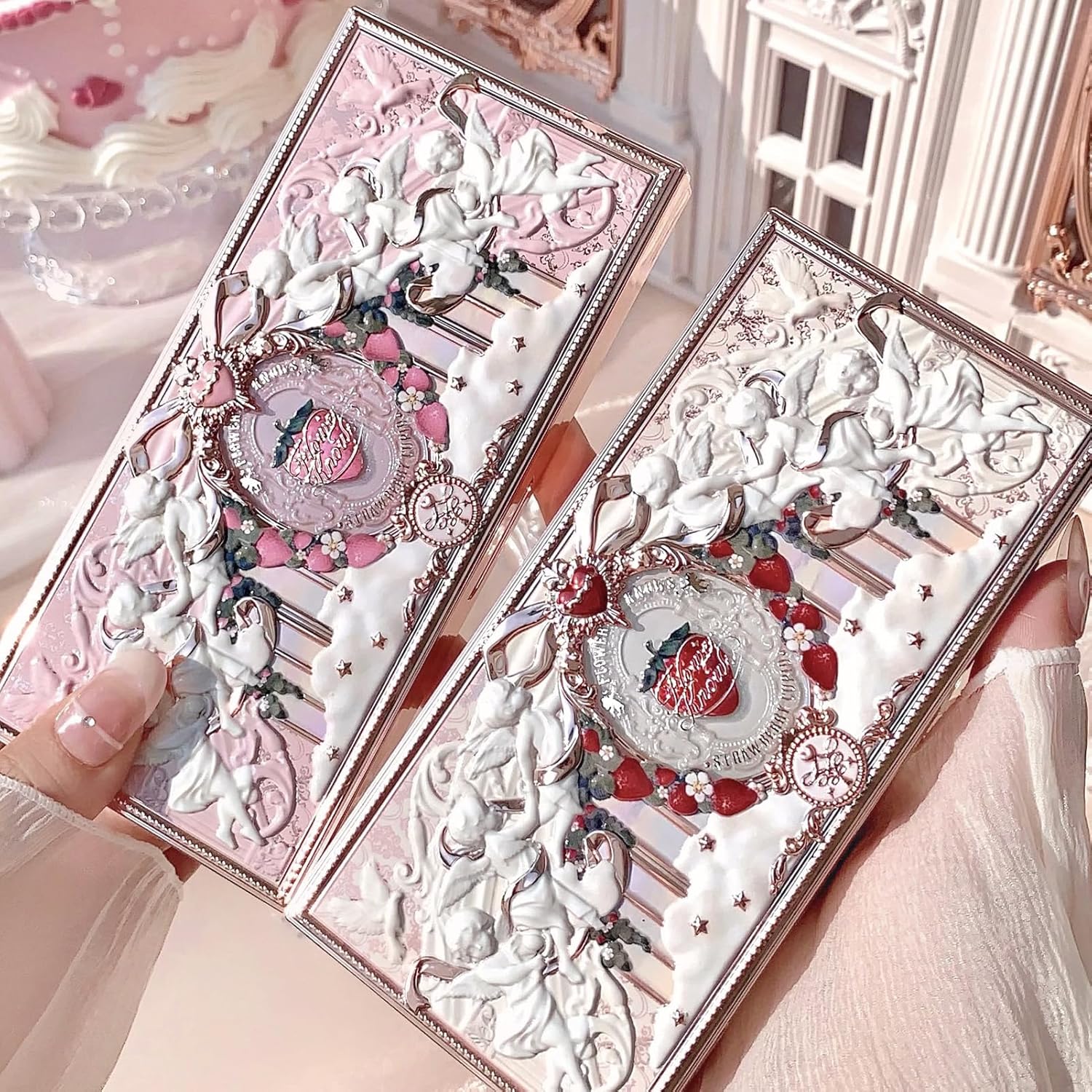 Strawberry Cupid Makeup Palette,Pink Face Makeup with 5 Matte + 2 Shimmer Shades,Blendable Smooth Cute All- In-One Make up Palette,0.49 Oz(02 Cupid'S Mischief)