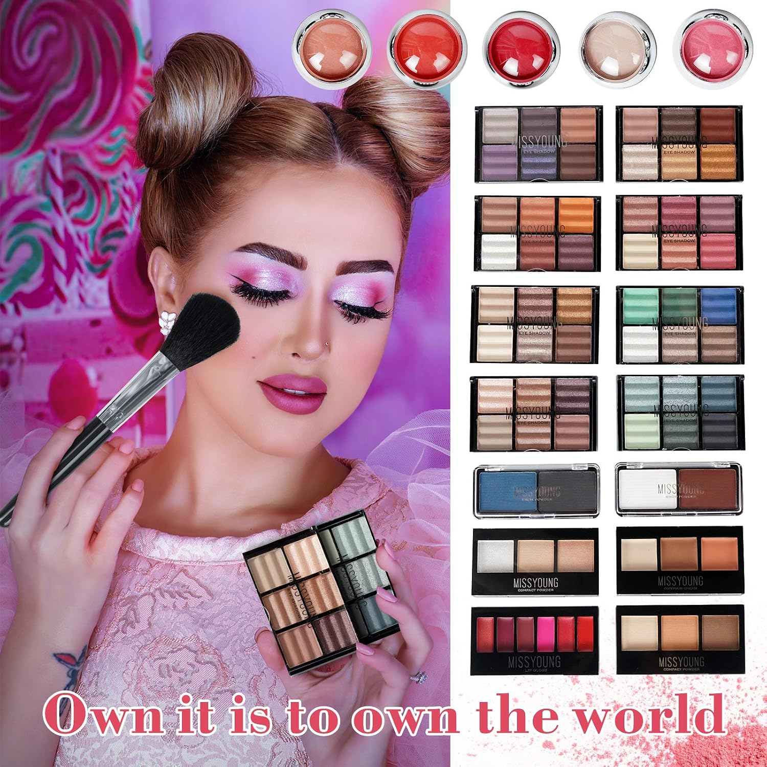 All-In-One Makeup Kit Gift Set Women Full Set Carry All Professional Make up Kit with Makeup Bag Lipgloss Lipstick Concealer Blush Foundation Face Powder Eyeshadow Palette Cosmetic Palette #2