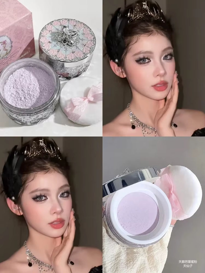 Flower Knows Swan Ballet Loose Powder Oil Control Long Lasting Matte Waterproof Sweatproof Korea Luxury Facial Makeup Cosmetics