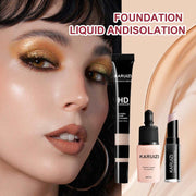 Beginner makeup kit with foundation, concealer, lip gloss, and eyeshadow for girls and women ages 8-12 in a portable travel case