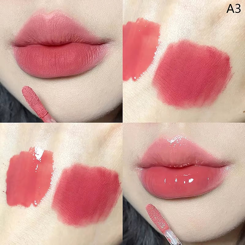 Brillo de labios de doble cabeza resistente al agua - Tinte mate de larga duración con acabado terciopelo y efecto sexy en color rojo