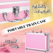 Beginner Makeup Kit for Teen,Makeup Set for Girl Women,Beginner Makeup Kit with Cosmetic Train Case Included 32 Colors Eyeshadow Blush Contour Lip Gloss Lip Liner Mascara Eyeliner Mirror