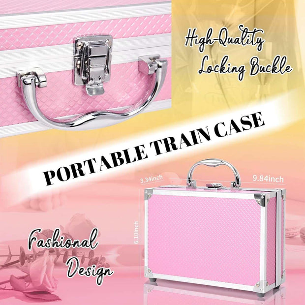 Beginner Makeup Kit for Teen,Makeup Set for Girl Women,Beginner Makeup Kit with Cosmetic Train Case Included 32 Colors Eyeshadow Blush Contour Lip Gloss Lip Liner Mascara Eyeliner Mirror