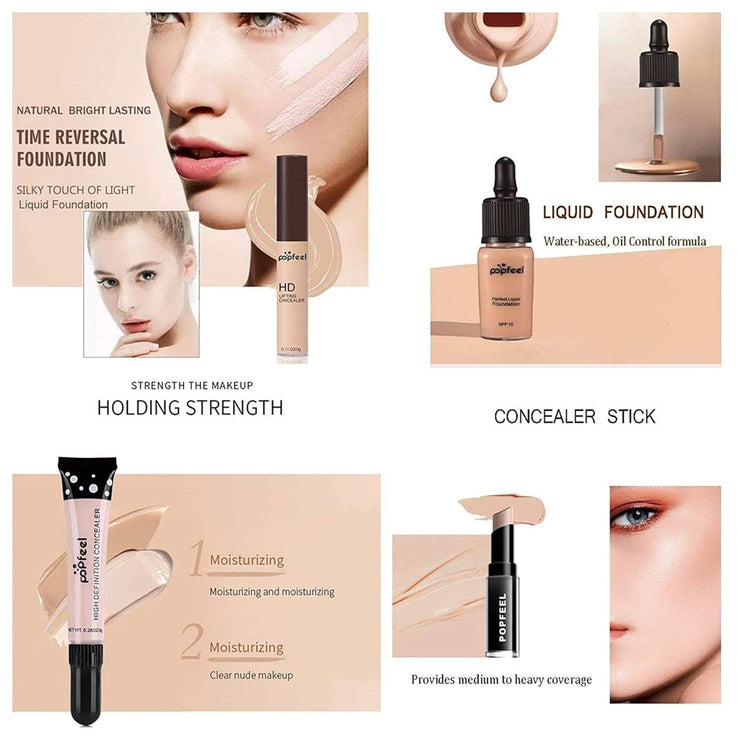 All-in-One Makeup Kit 27-piece full cosmetic set with foundation, concealer, eyeshadow, eyeliner, mascara, lipstick, and brushes for women