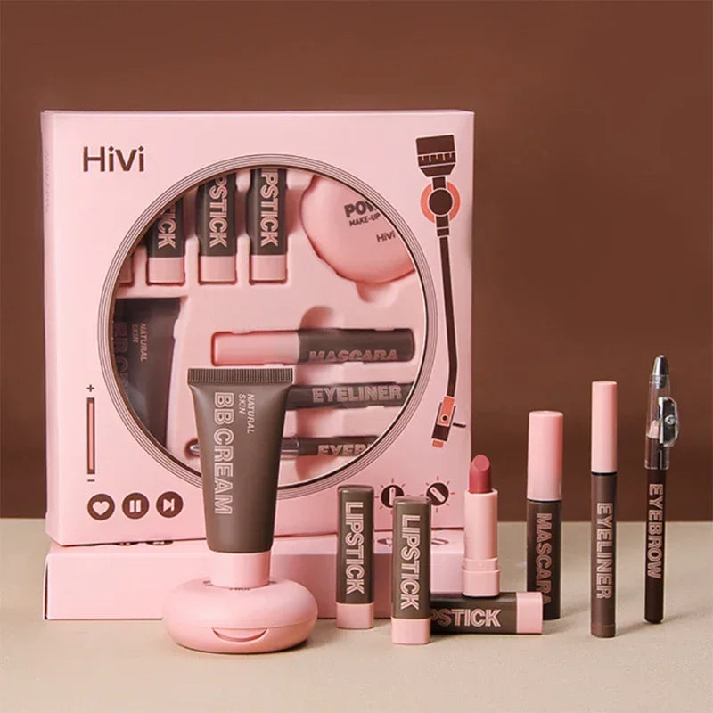 Makeup Case Gift Set Makeup Gift for Girls High Pigmented Lip Gloss BB Cream Eye Shadow Blush Concealer Eyebrow Pencil Cosmetics