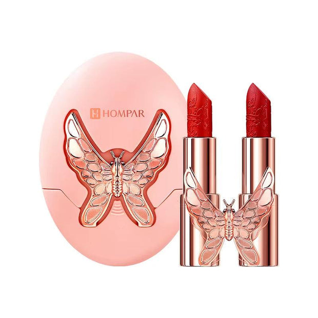 2 Set Lip Butterfly Box Lipstick Matte Velvet Lipsticks Party Lipstick Nonstick Cup Lip Gloss Lips Makeup Waterproof Cosmetics