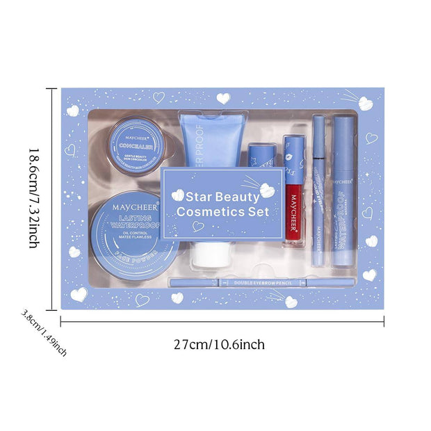 Makeup Kit for Women complete set with eyes, lips, and face essentials in a portable blue case