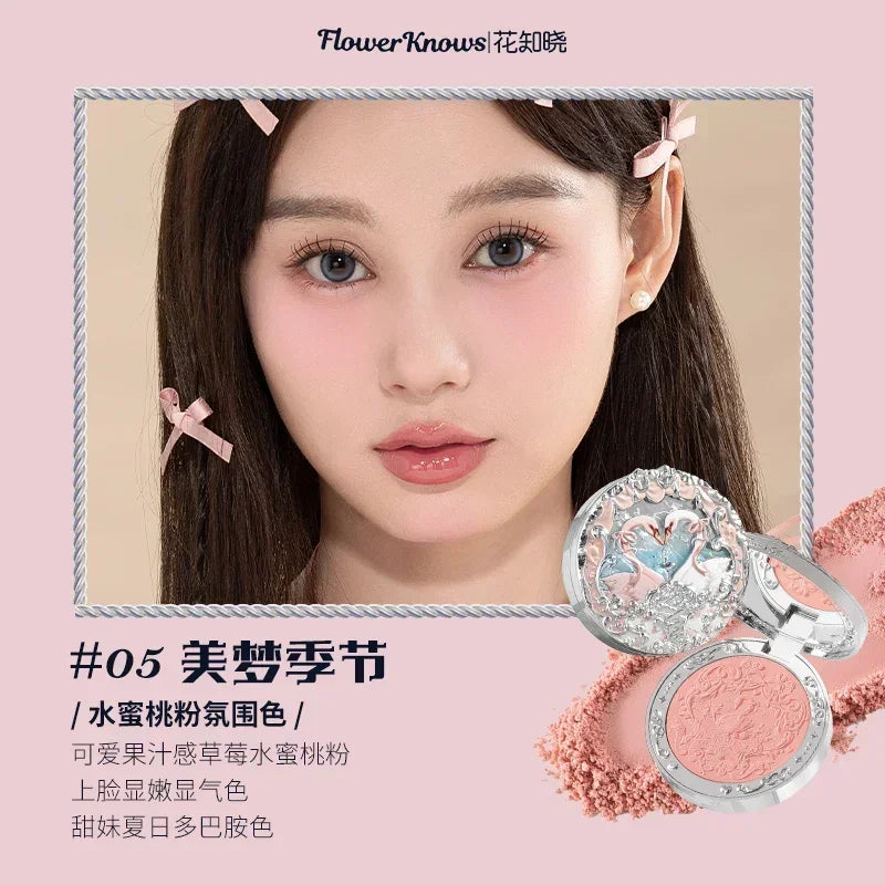 Flower Knows Little Angel Blushes Lightweight,Smooth,Long-Lasting All-Day Face Enhancing Makeup Korean Blush Cream for Cheek