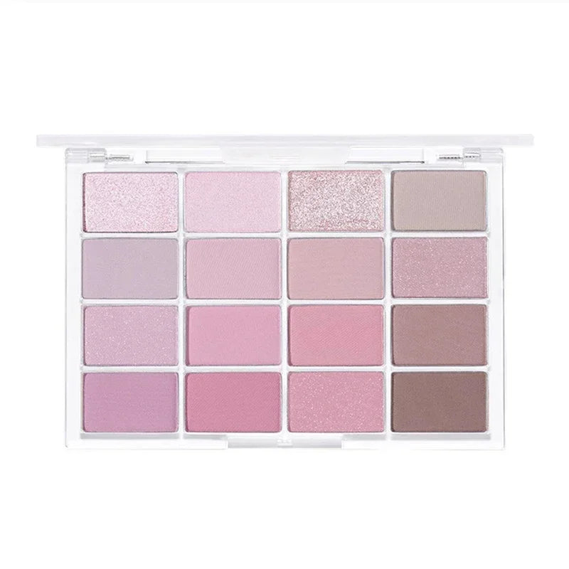 Paleta de Sombra de Ojos de 16 Colores – Purpurina Mate Nacarado Rosa de Baja Saturación, Maquillaje de Ojos de Larga Duración