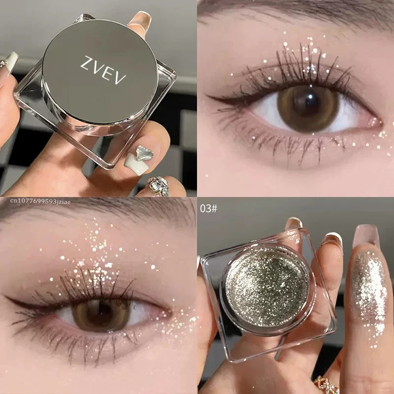 Paleta de Maquillaje de Gel de Sombra de Ojos Negra Ahumada – Brillo Punk, Sombra de Ojos Húmeda de Plata Oscura Metálica, Resaltador de Pigmentos de Perlas