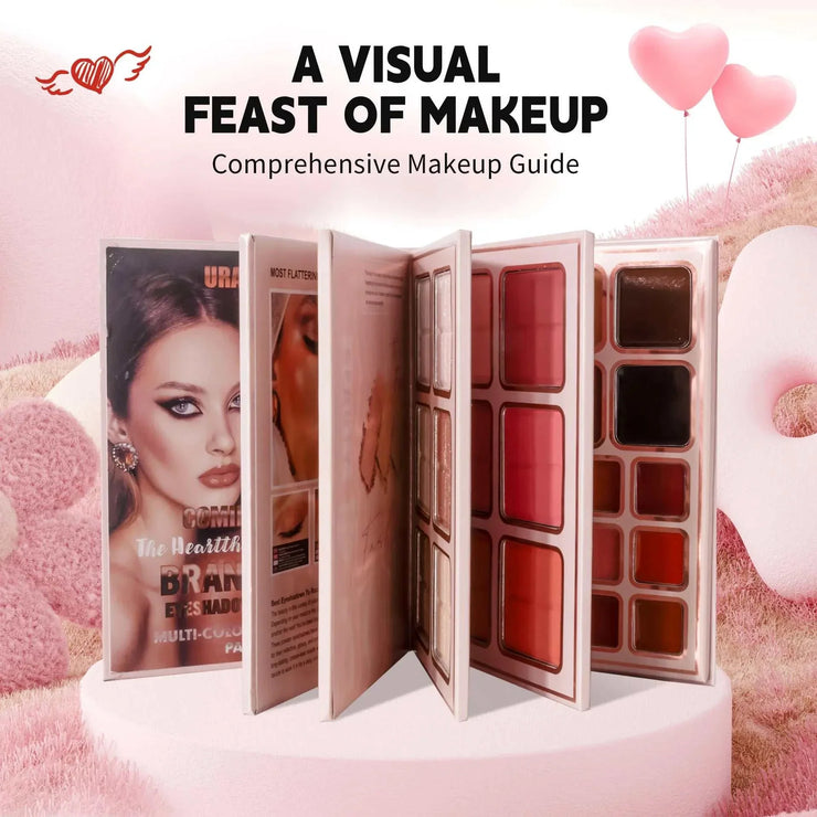 78-Color comprehensive makeup palette set with 5-layer book design for eyeshadow, blush, contour, and highlighter