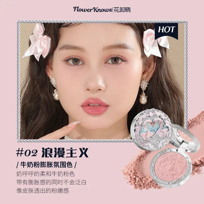 Flower Knows Little Angel Blushes Lightweight,Smooth,Long-Lasting All-Day Face Enhancing Makeup Korean Blush Cream for Cheek