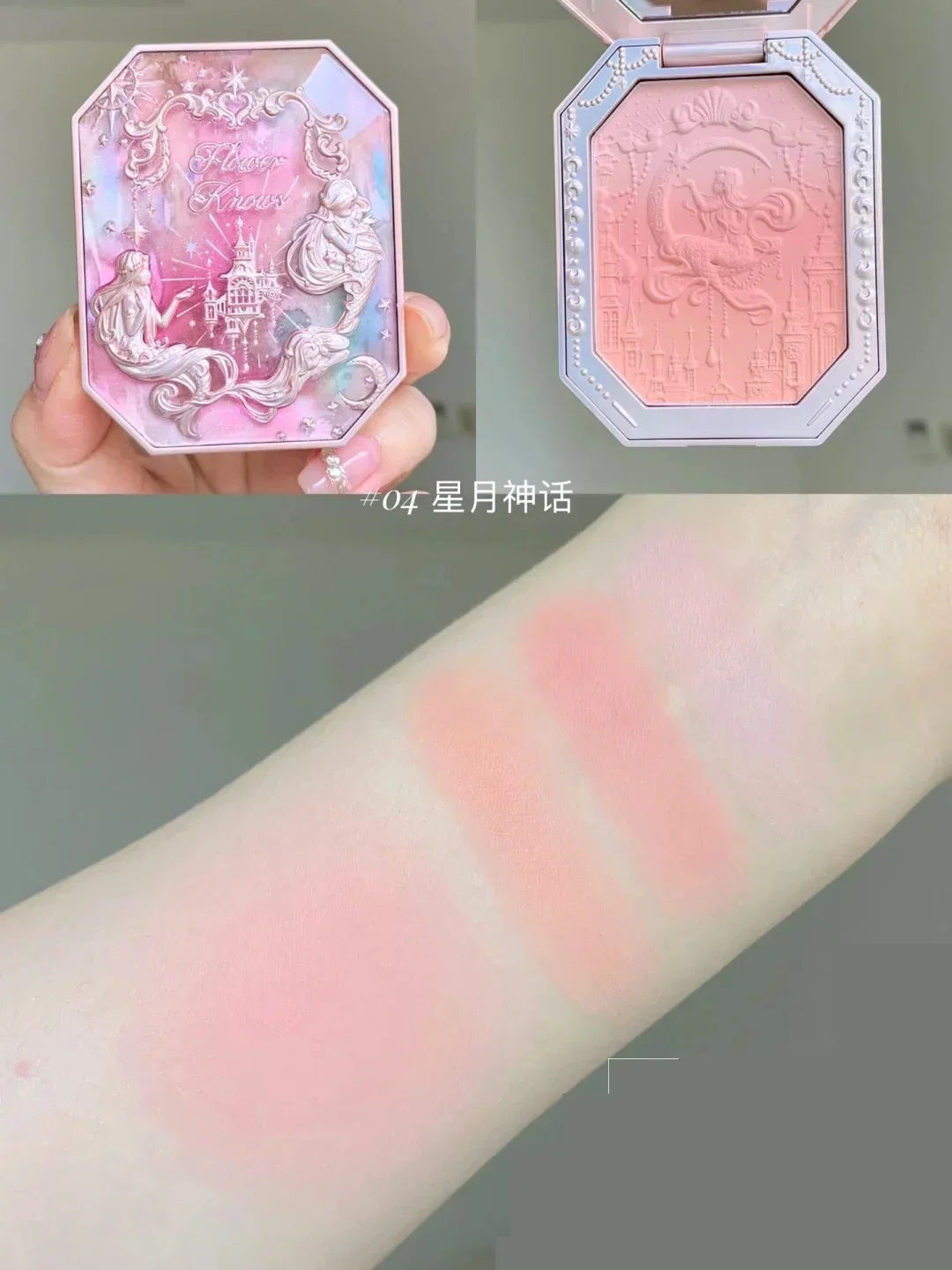 Flower Knows Little Angel Blushes Lightweight,Smooth,Long-Lasting All-Day Face Enhancing Makeup Korean Blush Cream for Cheek