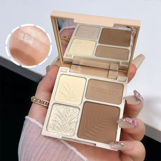 Paleta de Maquillaje Mate 3D – Resaltador Facial, Sombra de Nariz, Cosméticos de Contorno Facial, Herramienta de Belleza de 4 Colores