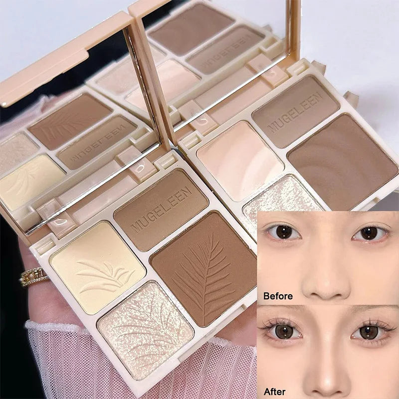 Paleta de Maquillaje Mate 3D – Resaltador Facial, Sombra de Nariz, Cosméticos de Contorno Facial, Herramienta de Belleza de 4 Colores