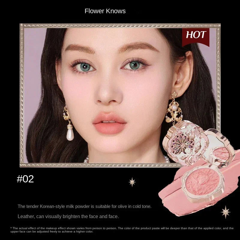 Flower Knows Little Angel Blushes Lightweight,Smooth,Long-Lasting All-Day Face Enhancing Makeup Korean Blush Cream for Cheek