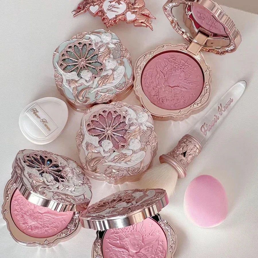 Flower Knows Little Angel Blushes Lightweight,Smooth,Long-Lasting All-Day Face Enhancing Makeup Korean Blush Cream for Cheek