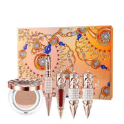Queen'S Scepter Color Makeup Set with red lip glaze, air cushion BB cream, and black eyeliner pen in decorative packaging