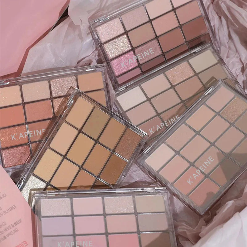 Paleta de Sombra de Ojos de 16 Colores – Purpurina Mate Nacarado Rosa de Baja Saturación, Maquillaje de Ojos de Larga Duración